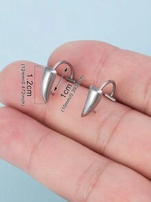 2pcs Stainless Steel 3D Tusk Fake Lip Piercing Labret Rings - Multicolor - View 5