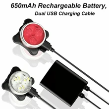 USB Rechargeable 3 LED Night Bike Lights Set Front & Rear Mountain Bicycle Light - Multicolor - View 6