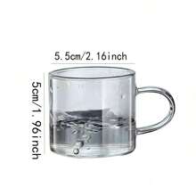12pcs/6pcs/4pcs/2pcs 优雅咖啡杯，高端小茶杯120ml，透明玻璃和手柄，耐热耐寒，迷你马克杯，简约风格办公室茶杯，独特陶瓷杯 - 透明 - 查看 2
