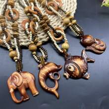 4 件套复古简约木质串珠项链套装，棕色调，适合女性日常、节日派对、时装秀、街头、度假、休闲装、配饰、小礼物，用途广泛
