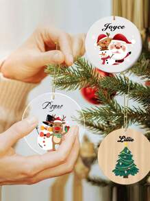 1 đồ trang trí tên viết tắt Giáng sinh được cá nhân hóa, đồ trang trí Acrylic tùy chỉnh Giáng sinh 2024, đồ trang trí Giáng sinh bằng gỗ tùy chỉnh, đồ trang trí ngày lễ cây thông Noel được cá nhân hóa cho trẻ em, thẻ vớ tùy chỉnh có tên viết tắt đồ trang trí quà tặng - phong cách A - Xem 4