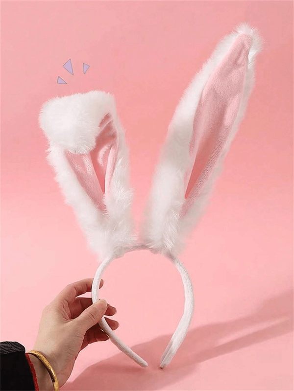 1pc Women Plush Rabbit Ear Decor Fur Costume Headband,Plush Bunny Ears Headband, Soft Faux Fur Rabbit Ear Hair Hoop For Women, Cute Cosplay Costume Accessory For Parties And Halloween,Mother's Day Gifts, Comfortable & Lightweight, Festive Party Headwear, Soft Velvet Inner Ear Fabric, Perfect For Easter, Birthdays, And Photo Shoots,Cute Christmas Party Headwear,Elegant Boho Style Autumn/Winter