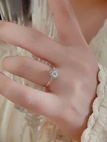 1 chiếc nhẫn hở bằng bạc Sterling 925 Cubic Zirconia độc đáo thời trang thanh lịch, thích hợp cho phụ nữ đeo hàng ngày - Bạc - Xem 2