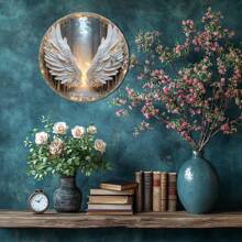 1 件经典天使翅膀圆形金属墙饰，复古金属标牌，高清 2D 打印，无需电力，多用途墙面装饰，适用于客厅、办公室、派对、感恩节、圣诞节 - 8x8 英寸 - 彩色 - 查看 8