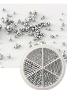 6 合 1 混合钢球美甲配件，金色银白色美甲金属迷你珠，多尺寸美甲设计圆形钢球珠，适用于 6 种尺寸的美甲用品、美甲饰品、美甲宝石 - 彩色 - 查看 13