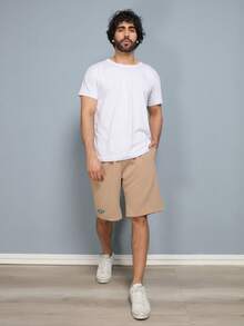 Men's Printed Bermuda Shorts With Striped Hem Casual Shorts Casual Luxury - 卡其色 - 查看 2