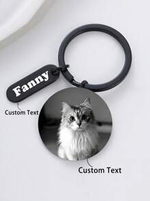 Personalisierter eingravierter runder Schlüsselanhänger für Paar, eingravierter Schlüsselanhänger mit Haustier-Name, Edelstahl Katzen-/Hundeanhänger Personalisierung, geeignet für Katzen, Hunde, Kleintiere, Erinnerungsgeschenk für Paar, Haustiere