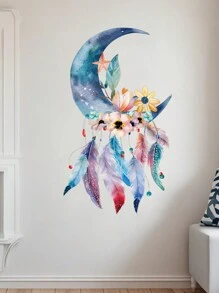 1 件月亮和花朵图案墙贴，贴纸，墙贴花，乙烯基贴花，用于家居装饰，春季装饰品让您的家焕然一新，节日装饰贴纸礼物生日毕业 - 彩色 - 查看 8