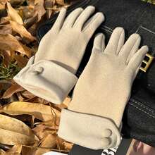 1 双简约加厚保暖触屏手套，女士休闲风格，秋冬 - 彩色 - 查看 4