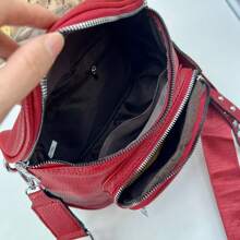 Women's PU Leather Crossbody Bag Stylish Modern Blogger Fanny Pack With Textile Strap - màu nâu - Xem 4