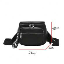 Women's PU Leather Crossbody Bag Stylish Modern Blogger Fanny Pack With Textile Strap - màu nâu - Xem 5