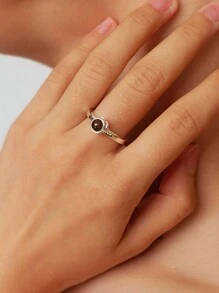 1 pièce Bague personnalisée en argent sterling avec photo en projection, bague personnalisée réglable, bague avec photo personnalisée de famille ou d'animal de compagnie, bague de couple, cadeau d'anniversaire