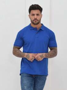 Men's Basic Polo Shirt Pique Mesh Unisex Premium Slim Short Sleeve - Xanh đậm - Xem 1