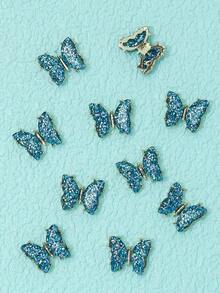10 件银色 3D 蝴蝶美甲装饰合金纹理 Y2k 金属风格 DIY 美甲装饰指甲钻假指甲装饰配件女士和女孩美甲用品用于美甲 DIY 用指甲饰品美甲宝石打造迷人造型 - 彩色 - 查看 2