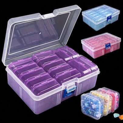 14pcs Clear Plastic Storage Boxes With Lids - Fishing Accessories Boxes, Hook Organizer Containers, Fishing Tackle Gear