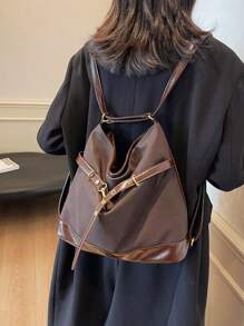 Dedoo 复古单肩包女秋冬2024新款时尚大容量便携手提包百搭多功能单肩包，旅行，购物，圣诞礼物。 - 咖啡棕 - 查看 4