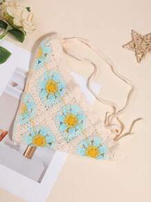 1 件女士法式乡村风格编织印花头带/围巾，适合夏季海滩度假拍照，头巾发巾，头巾秋冬发带发饰女士 - 彩色 - 查看 10