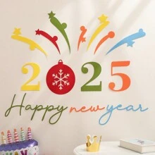 SZCZĘŚLIWEGO NOWEGO ROKU 2025 Naklejki na dekoracje na ścianę, banery na uroczystości Zestaw tematyczny