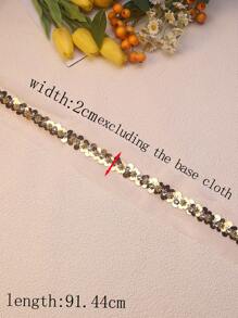 全新手工珍珠饰钉水钻亮片网纱条纹 DIY 服装连衣裙配饰材料，宽度：4 厘米 - 多色 - 查看 17