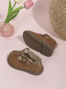 Giày đế bằng Mary Janes 3 mùa cho bé, Giày tập chống trượt cho trẻ mới biết đi, Thời trang đa năng, Xuân/Hè/Thu 2024 - màu nâu - Xem 4