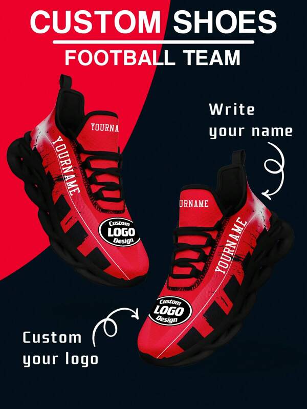 Men's Houston Football Designed Sneakers, Custom Logo Custom Name Customization Lightweight Comfortable Soft Bottom Sneakers For Men, Gym Training Breathable Tennis Shoes Unique Gift For Mom/Dad/Her/Him/Girlfriend/Boyfriend/Wife/Husband/Friend ﻿