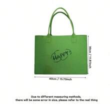 1pc Felt Tote Bag, Versatile Felt Shopping Handbag For Commuting, Spacious & Stylish,Boho Vibes
