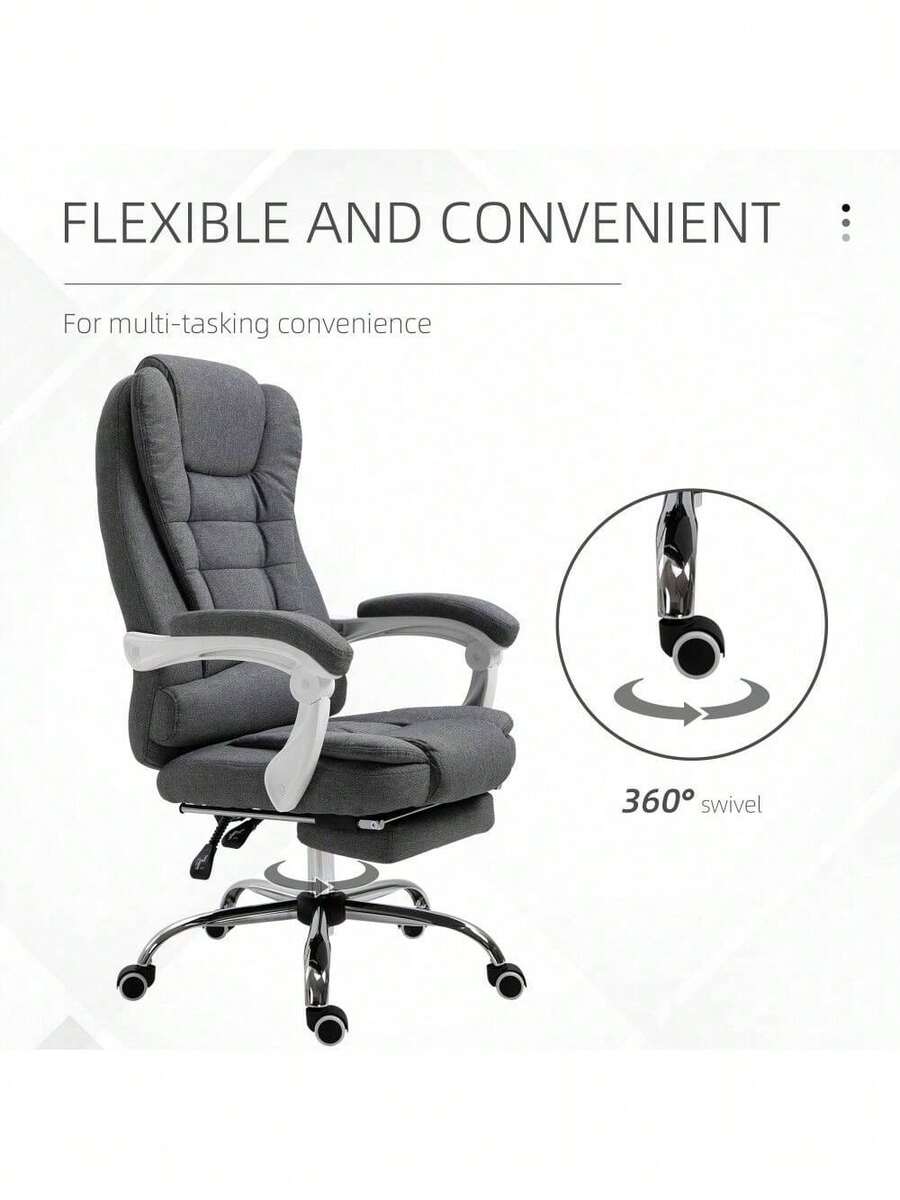 Vinsetto Executive Office Chair With Footrest, LinenFabric Computer