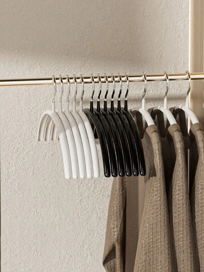 5/10 chiếc, Móc treo quần áo hình bán nguyệt sang trọng và bền chắc bằng nhựa tẩm, chống trượt và kiểu dáng dày, Móc treo đồ gia dụng, Ký túc xá, Phòng ngủ, Mục đích kép khô và ướt