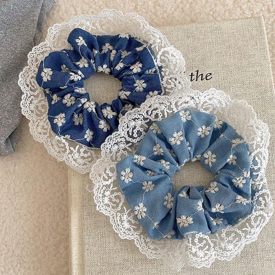 1 dây buộc tóc/dây buộc tóc bằng ren thêu hoa cổ điển thời trang, thanh lịch, ngọt ngào cho nữ - Nhiều màu - Xem 1