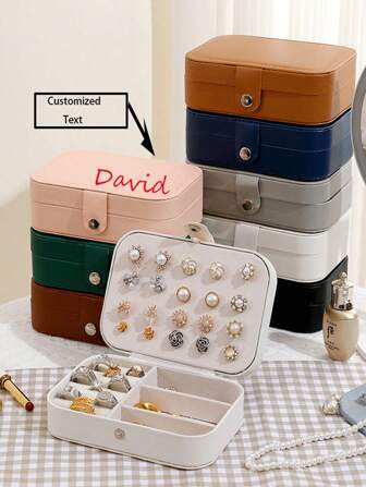 1 قطعة علبة مجوهرات شخصية مخصصة للنساء والفتيات، منظم تخزين مجوهرات كبير مع درج، حامل عرض واجهة المجوهرات، هدية عيد الحب