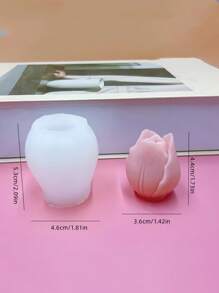 1 Khuôn silicon 3D hình hoa tulip, nụ hoa hồng và hoa hồng để làm nến, thích hợp cho những người yêu thích thủ công mỹ nghệ - trắng - Xem 2