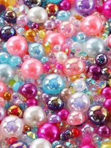 1.060Z，彩色树脂美甲珍珠和水钻用于服装装饰，半圆形平底珍珠用于美甲装饰美甲用品指甲美甲饰品美甲宝石 - 彩色 - 查看 1