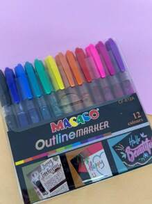 Metallic Outline Marker Pen Kit Double Line Art Contour Pen - 12種顏色 - 查看 3