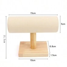 1pc Small Natural Wood Bracelet/Watch Holder, Single Layer Wooden Bangle/Bracelet Display Stand, Velvet Jewelry Organizer Back To School