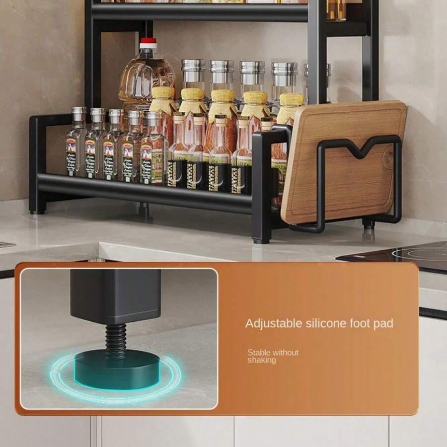 Kitchen Countertop MultiLayer Carbon Steel Storage Rack Knife Spoon