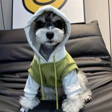 1 chiếc áo hoodie cho chó, áo nỉ trùm đầu màu xanh lá cây và trắng dành cho giống chó nhỏ, trang phục thú cưng dễ thương có dây rút, áo khoác len cho chó và mèo - màu xanh lá - Xem 9