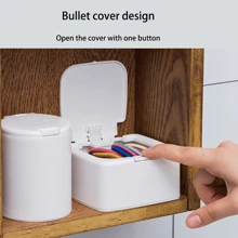 Mini Storage Box With Lid, Portable Pop-Up Organizer Box, Plastic Desktop Organizer Bucket, Dust-Proof Clean Swab Sorting Box, Suitable For Storing Cosmetics/Dental Floss/Paper Clips/Pins/Makeup Pads/Rubber Bands/Jewelry/Craft Supplies, Desk Drawer Organizer (Square/Round)