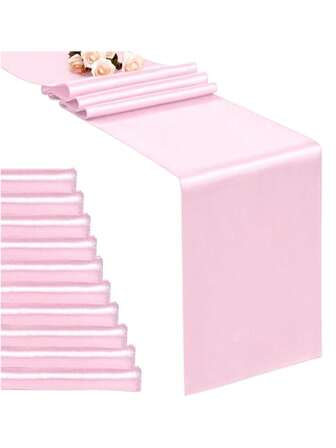 2 st/5 st/10 st rosa satinbordslöpare, långa sidenbordslöpare för bröllop, baby, möhippa, hotell, hem, bankett, utomhusevenemang, examen, födelsedag, fest, bröllopsbordslöpare