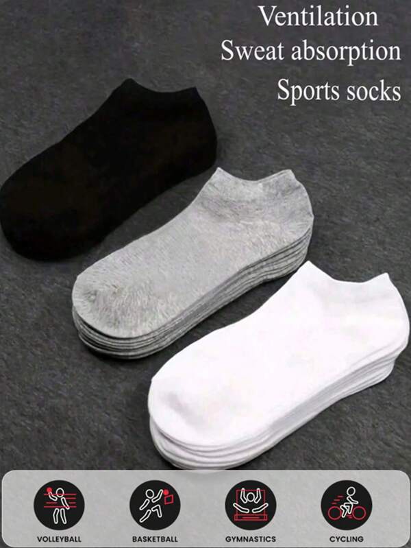 Breathable Moisture-Wicking Low Cut Unisex Casual Socks, Odor Resistant Solid Color Ankle Socks, Lightweight Breathable Comfortable Anti-Odor Sweat-Absorbing Low-Cut Ankle Socks, Non-Slip, Polyester Blend Knitted, Suitable For Sports, Home, And Casual Wear For Men And Women