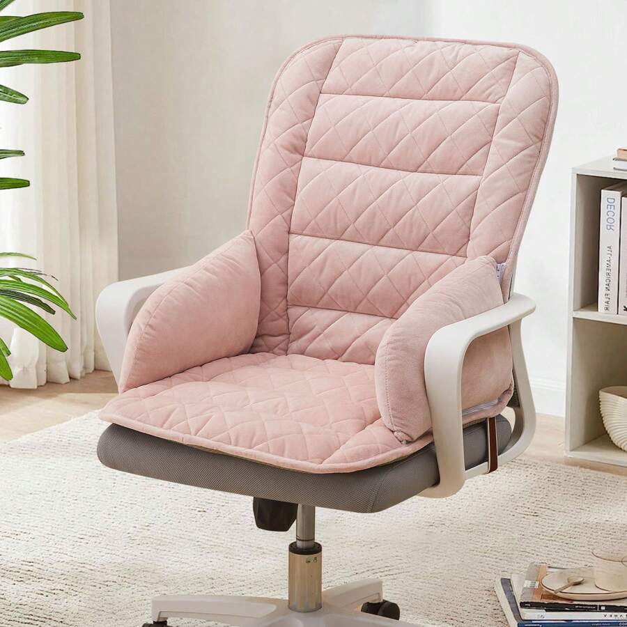 Chair Cushion Thicken Sofa Warm Seat Back Pad Office Chairs Mats With Removable Cover Buckle Closer Chair Cushion Thicken Sofa Comfortable Warm Seat Back Pad Office Chairs Mat For Home Living Room - 粉色 - 查看 1