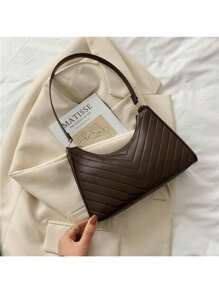 Women's Small Baguette Shoulder Bag Embroidered Crossbody Bag Fashion Blogger - 鏽棕色 - 查看 1