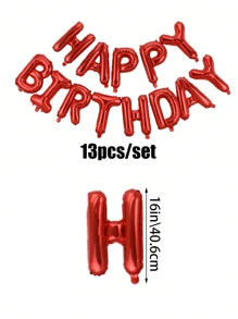 一套红色“生日快乐”字母气球装饰，包含红色和黑色乳胶气球，16英寸红色“生日快乐”铝箔气球，适用于浪漫派对、生日派对、周年纪念、新年和其他场合。 - 紅色 - 查看 2