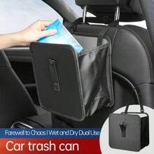 Car Hanging Trash Can, Armrest Hanging Trash Can, 2 Gallon Waterproof Black Trash Can, Car Interior Accessories, Car Trash Can, Suitable For Car, Truck, SUV - Multicolor - View 3