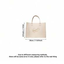1pc Felt Tote Bag, Versatile Felt Shopping Handbag For Commuting, Spacious & Stylish,Boho Vibes