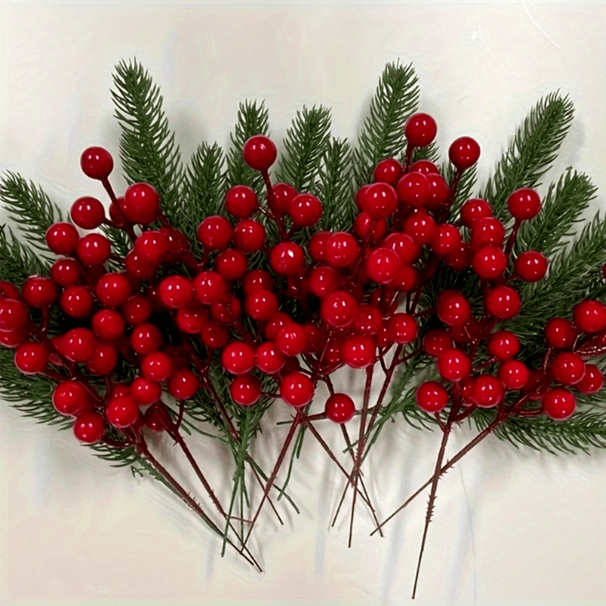 10 cành cây Giáng sinh nhân tạo có quả mọng đỏ - Cây Lingonberry bằng nhựa dùng làm vòng hoa ngày lễ và trang trí nhà cửa - Nhiều màu - Xem 1
