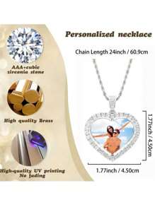 1pc Custom Photo Necklace, Custom Double-Sided Picture Necklace, Hip Hop Style Chain Strap Picture Pendant, Personalized Souvenir Gift, Gift For Men And Women,Silver,Stylish,Colorful,Vintage,Hipster,Simple,Y2k,2000s Fashion,Custom,Personalized,Unique,Ideal Gifts For Him,Ideal Gifts For Her,Her,Boyfriend,Girlfriend,Dad,Mom,Family,Friends,For Anniversaries,For Birthdays,For Graduation,For Prom,For Party,Jewelry Women,Chic Autumn,Jewelry & Watches,Customized Fashion Photo Necklaces