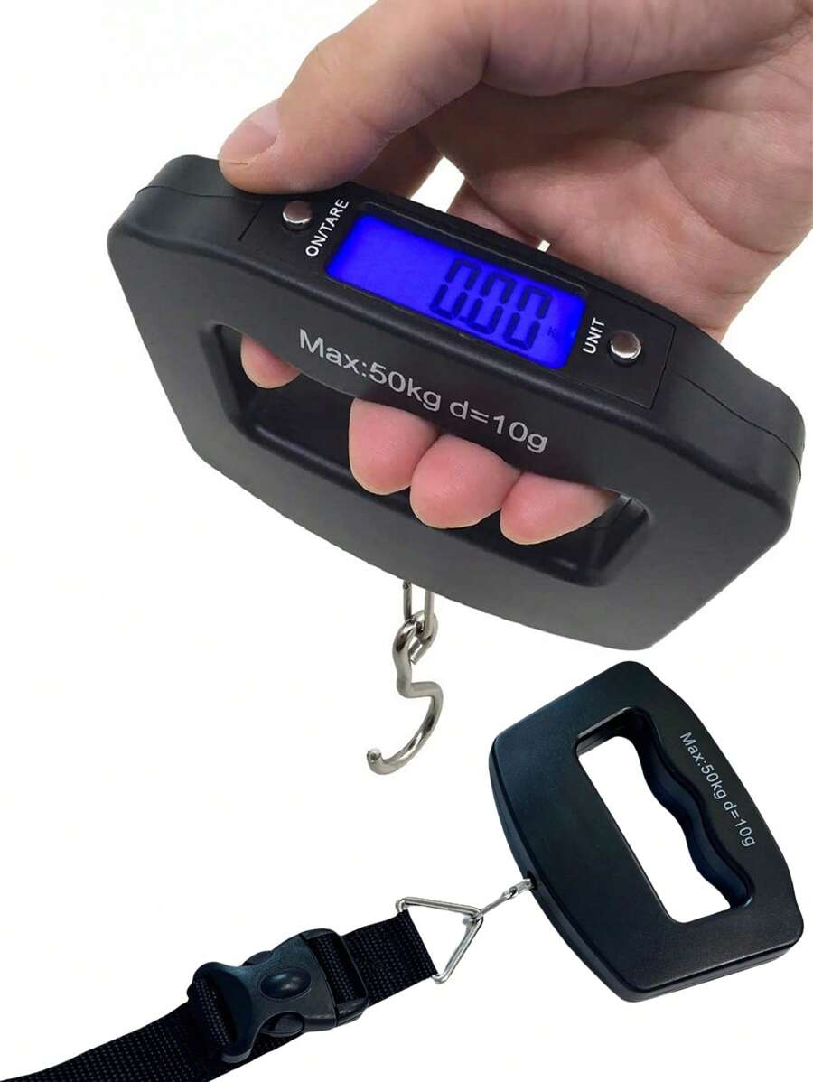 1pc 50kg Electronic Luggage Scale, Digital Scale, Portable Electronic Suitcase Travel Scale With Backlight, Electronic Travel Hanging Scale, Luggage Weighing Tool