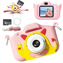 儿童自拍相机，适合 3-9 岁女孩的圣诞生日礼物，适合幼儿的高清数码摄像机，适合 3 4 5 6 7 8 岁女孩的便携式玩具 - 彩色 - 查看 2