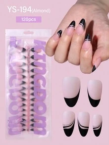 120 Cái/Túi Móng Tay Giả Thiết Kế Mới Hình Vuông Màu Hạnh Nhân Gel Mềm Làm Thủ Công Nhiều Màu In Ấn Chiều Dài Trung Bình Cho Móng Tay Giả - Nhiều màu - Xem 1