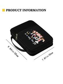 耶稣与花卉图案圣经套，圣经盒，圣经套，手提包收纳袋，标准尺寸带拉链和口袋的圣经包，圣经学习盒，花卉信笺圣经盒，手提包圣经包，适合成人、女性、男性圣经学习（黑色）（拉链位置随机） - 黑色 - 查看 9